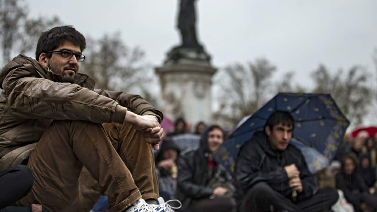 Participants of the 'La Nuit Debout' movement in Paris