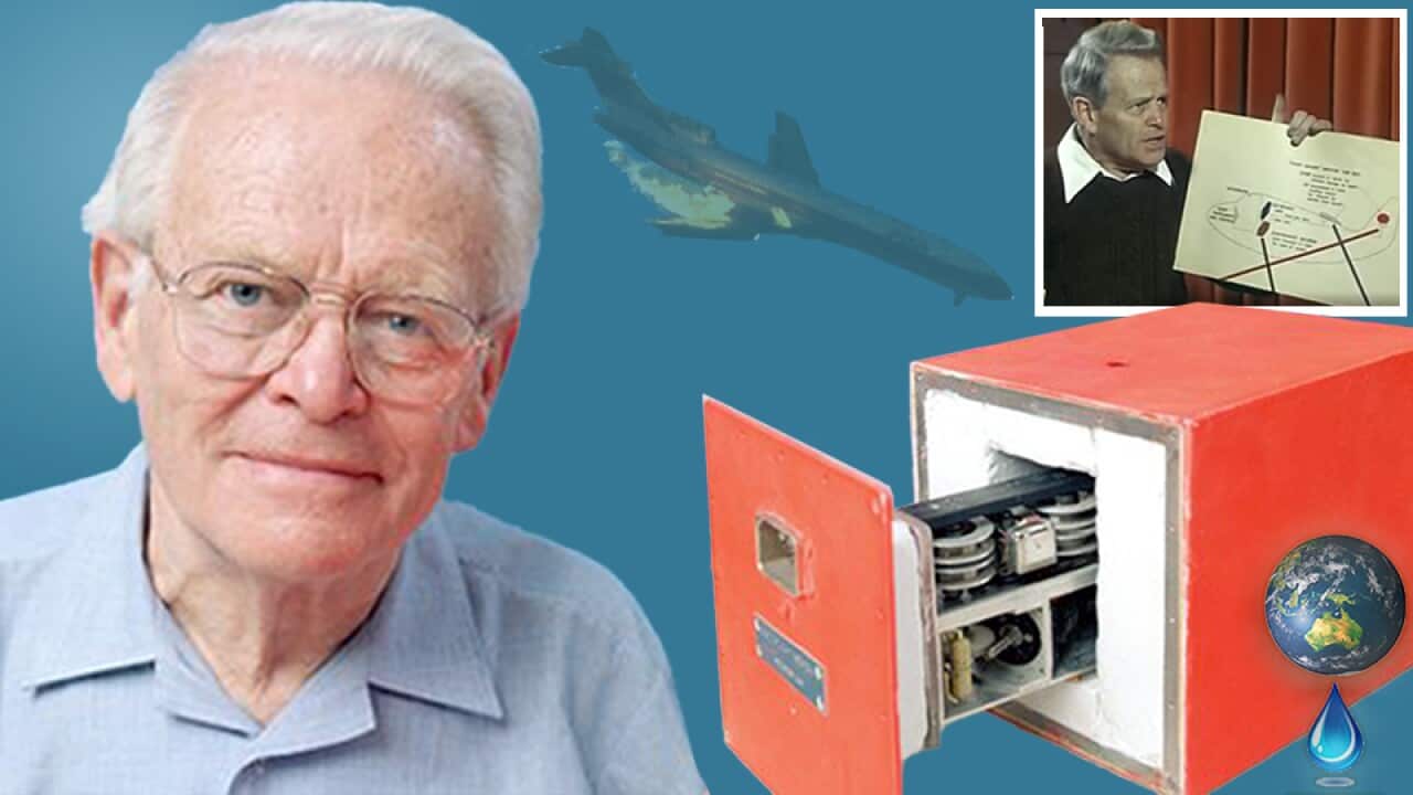 The inventor of the flight data and voice recording technology commonly known as “the black box”, Dr. David Warren and his invention.