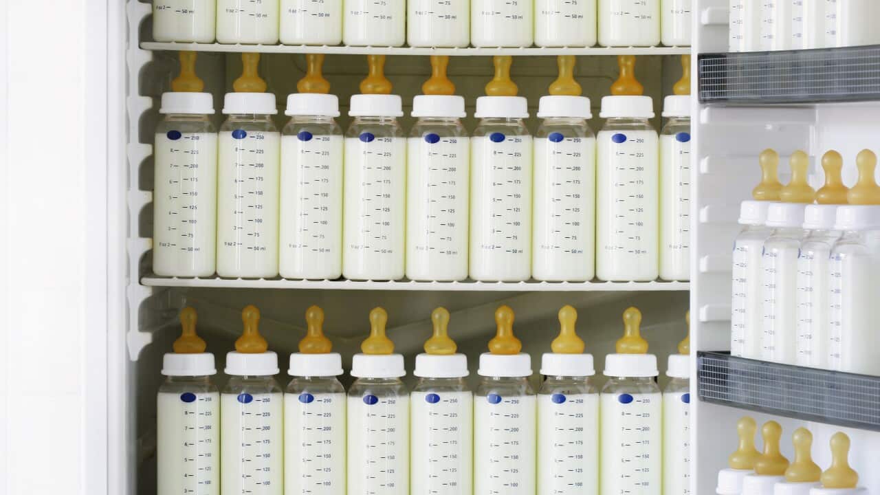 Baby bottles with milk. (FILE: AAP)