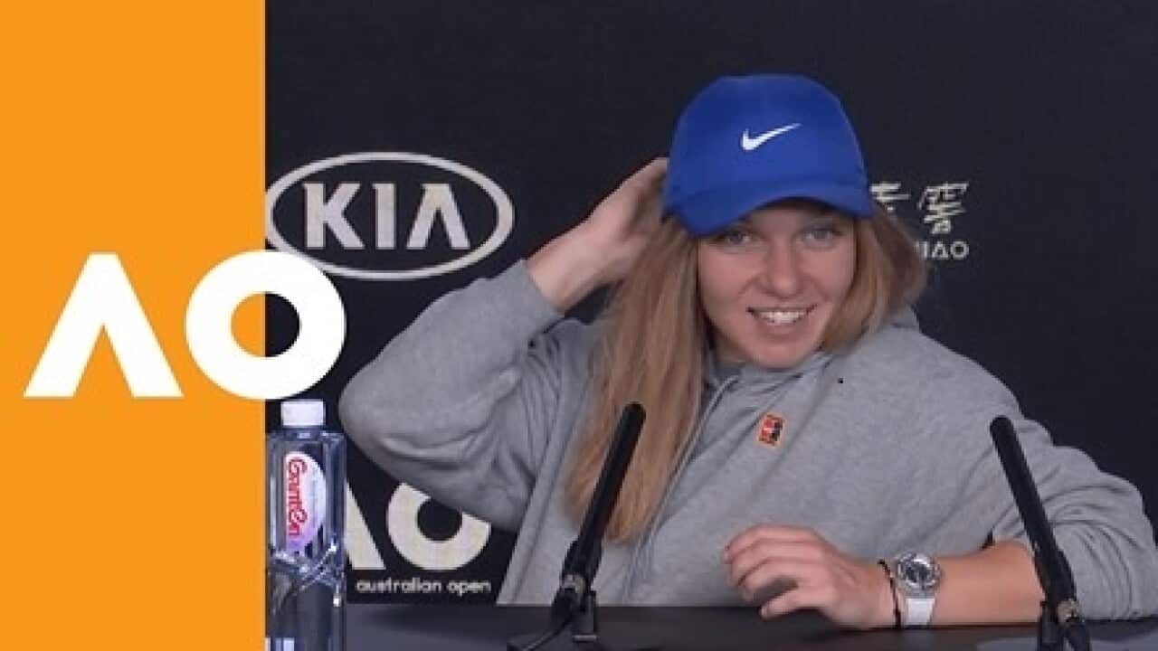 Simona Halep press conference after winning 7-6, 6-1 against Jennifer Brady, in the first round at the Australian Open