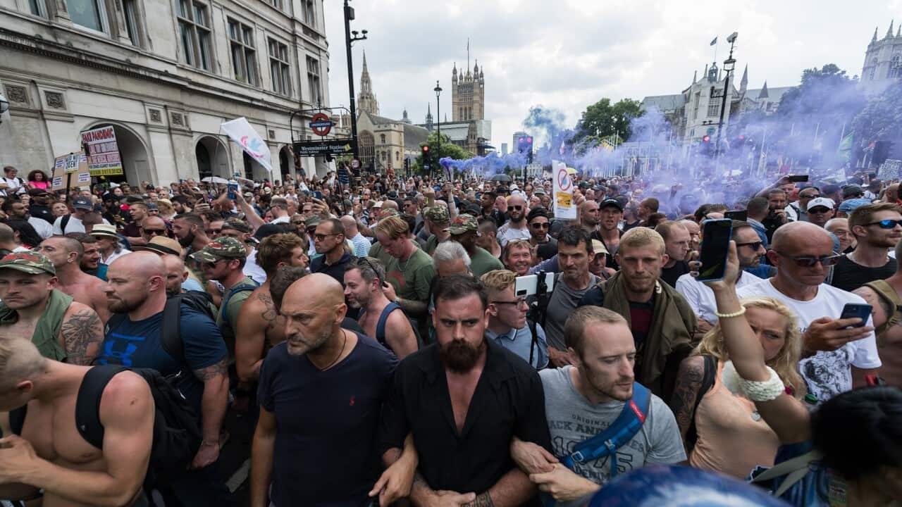 Demonstrators protest against lockdowns and vaccines in London on Freedom Day