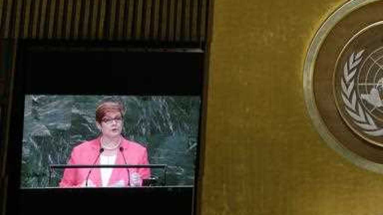 Australia's Foreign Minister Marise Payne addresses the 73rd session of the United Nations General Assembly