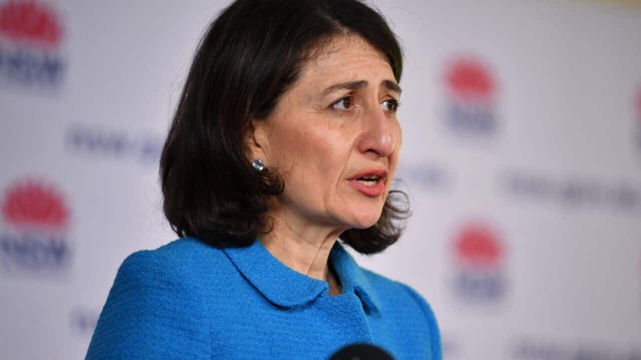 NSW Premier Gladys Berejiklian speaks to the media during a press conference in Sydney, Monday, 27 September, 2021.