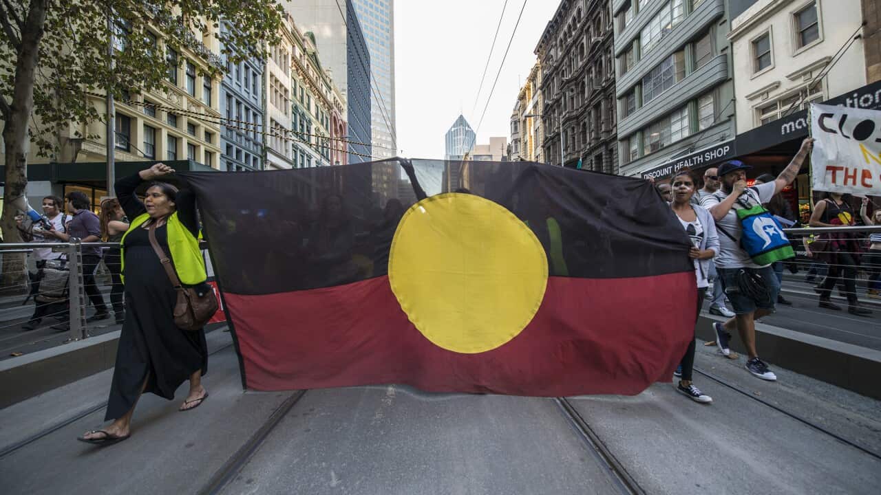Thousands of protesters rally in Melbourne on May 1, 2015 to call on the government to abandon plans for the closure of up to 150 remote communities in Western Australia.