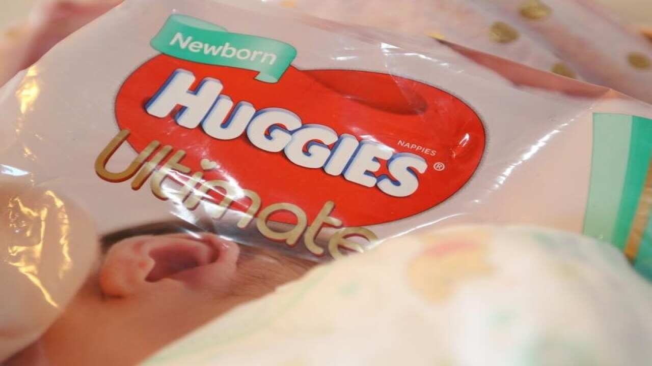 A stock image of Huggies Nappies packaging