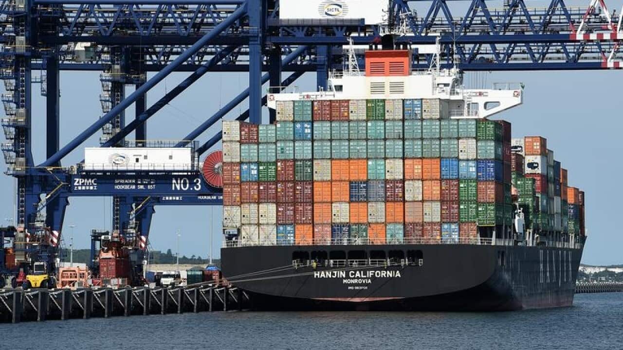 A general view of activity at the Port Botany