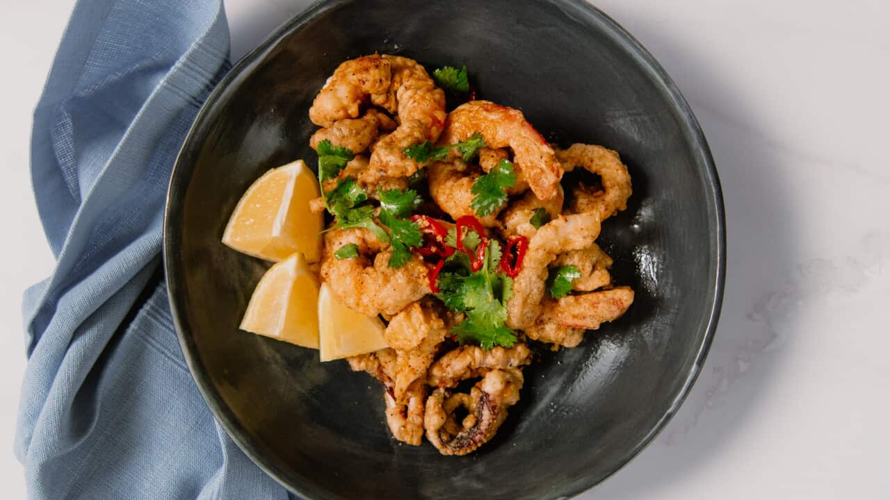 Salt and pepper squid and prawns