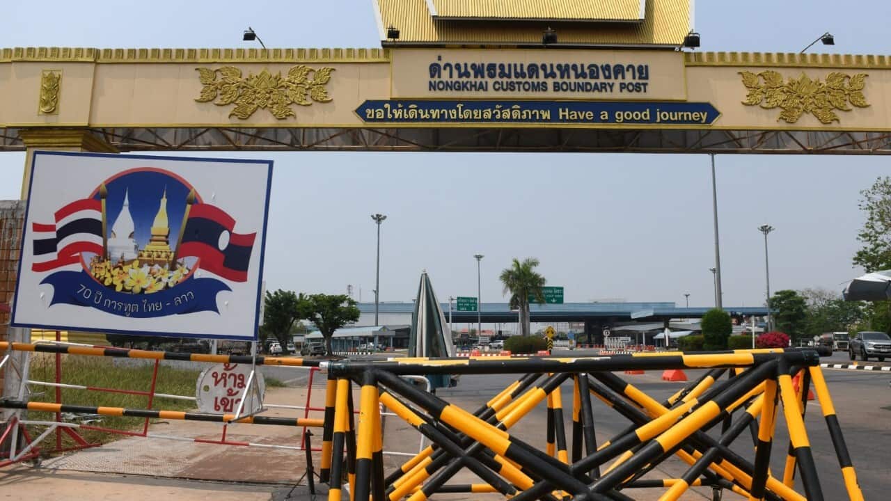 Nong Khai Customs Boundary Post at the border controls between Thailand and Laos (PANUMAS SANGUANWONG - AFP via Getty Images)