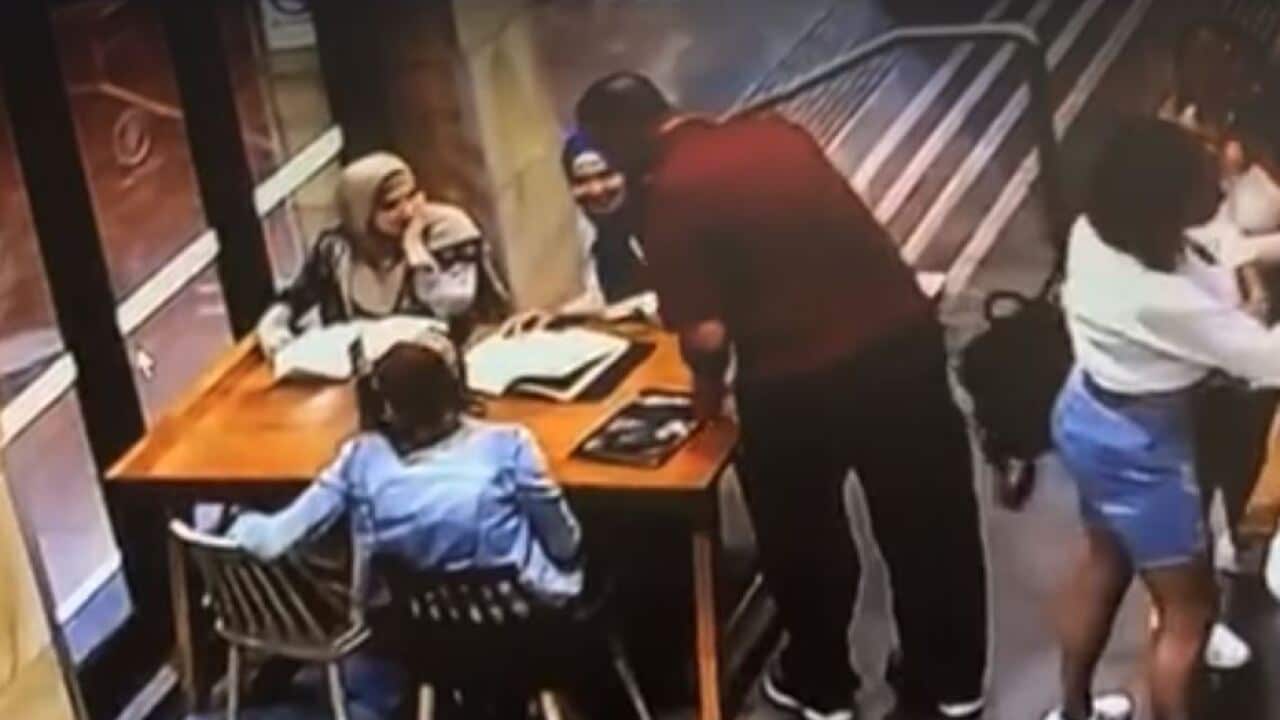 Screenshot from The CCTV footage from the attack on a pregnant woman in western Sydney