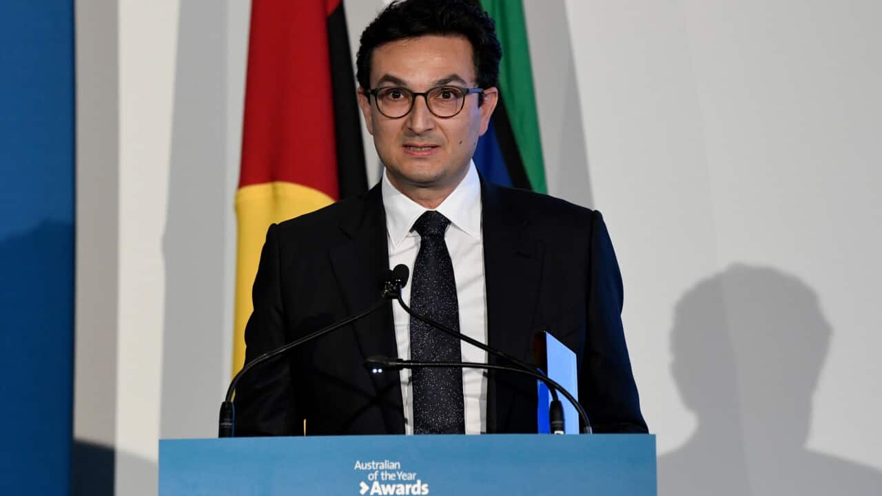 2020 NSW Australian of the Year Professor Munjed Al Muderis is seen during the 2020 NSW Australian of the Year awards at the Museum of Contemporary Art in Sydney, Monday, November 4, 2019.(AAP Image/Bianca De Marchi) NO ARCHIVING