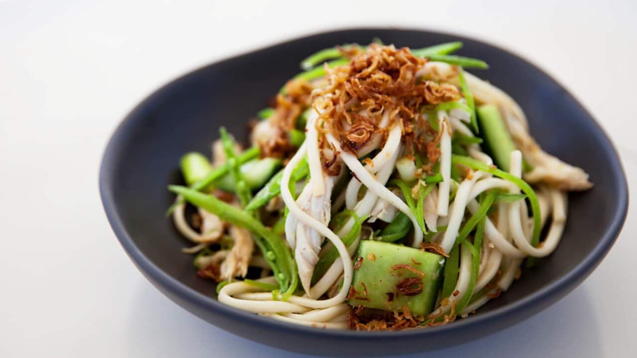 Roast chicken noodle salad