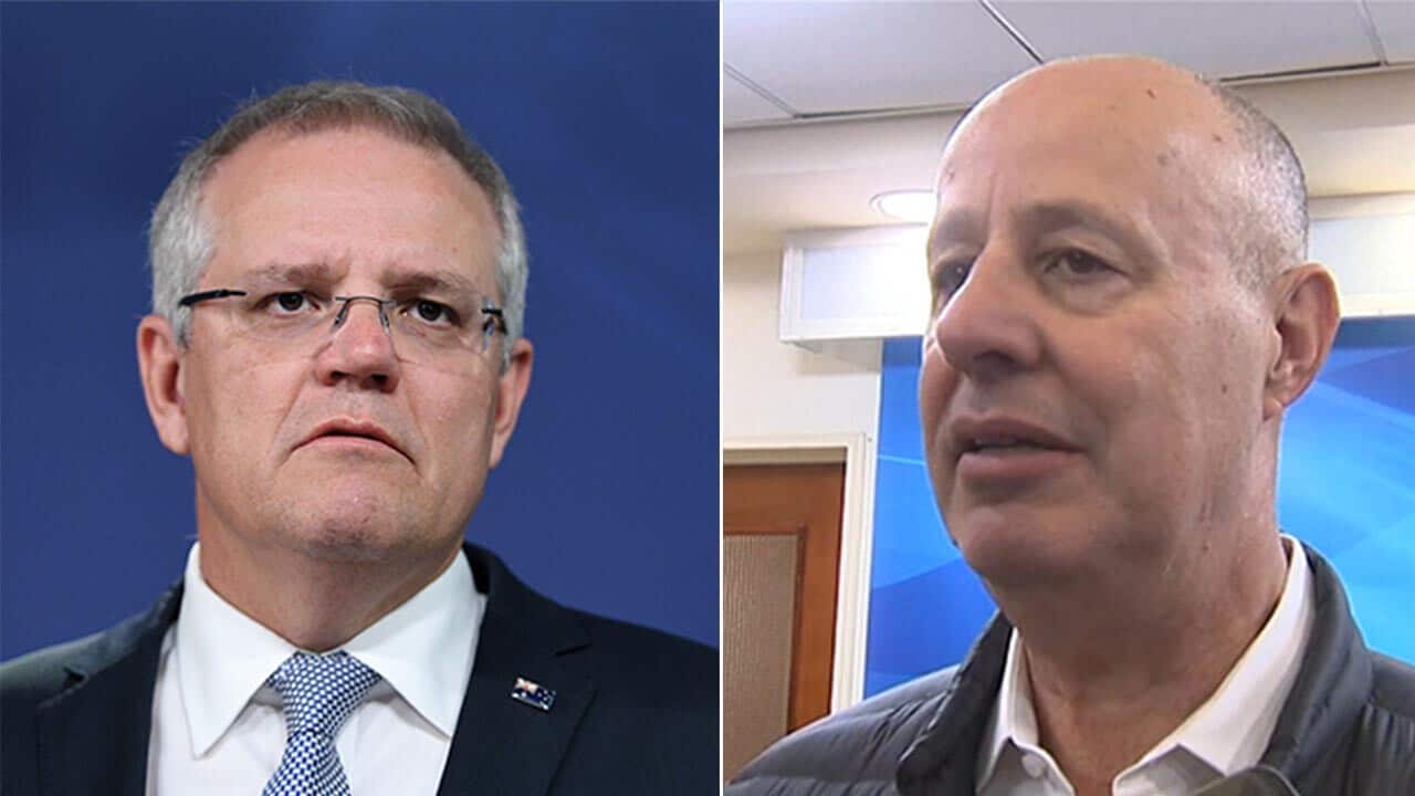 Prime Minister Scott Morrison (pictured left) and Israeli minister for cooperation Tzachi Hanegbi (pictured right).