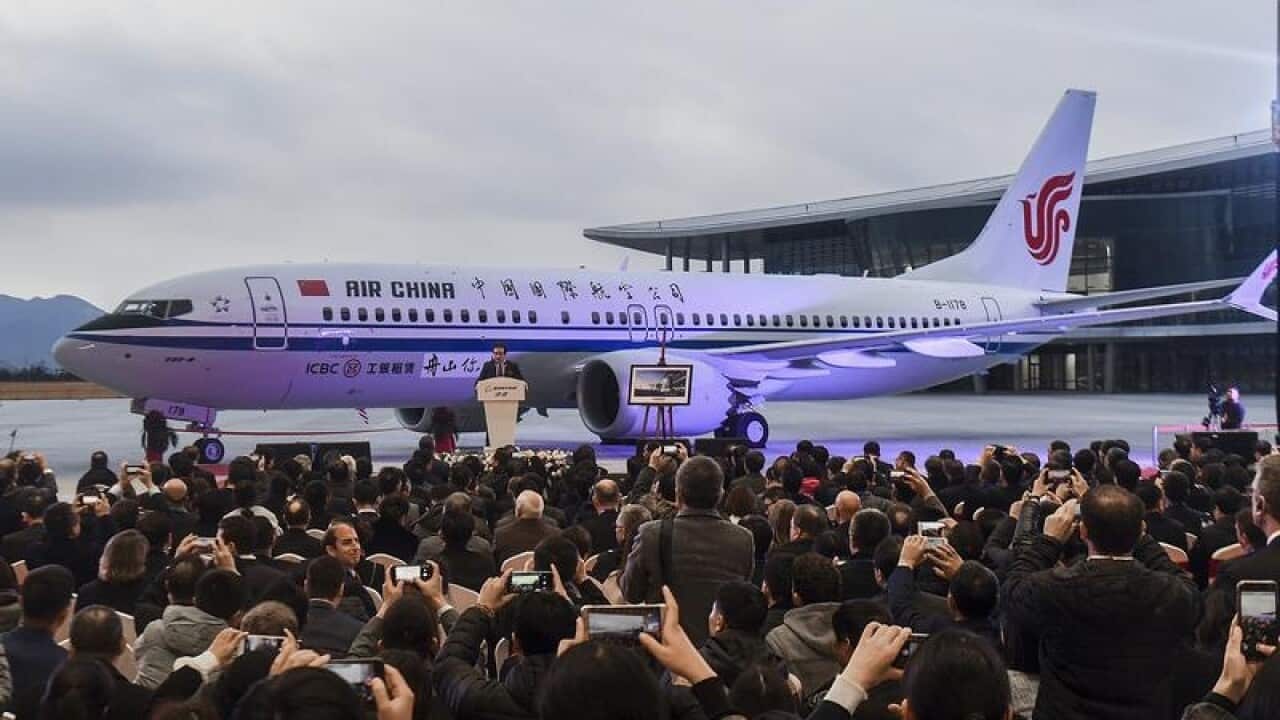 An Air China Boeing MAX 8 airliner