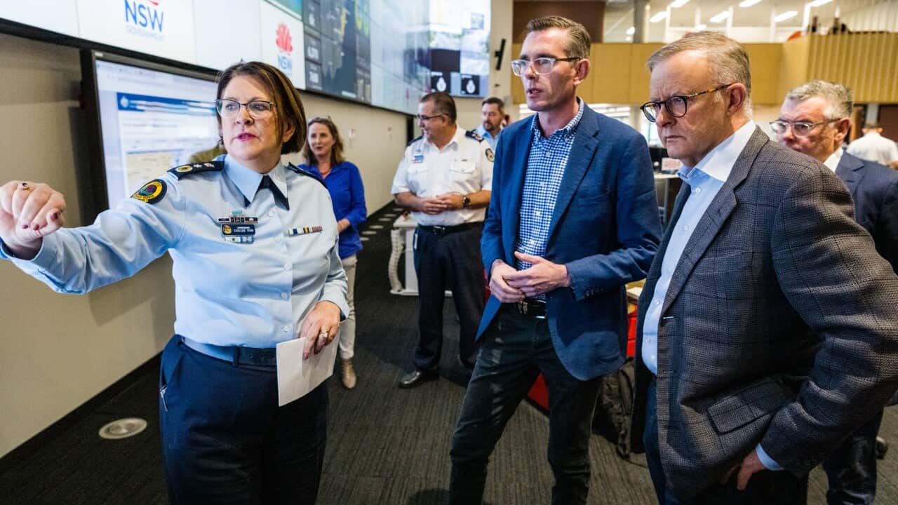 Anthony Albanese, NSW Premier Dominic Perrottet meet with emergency response leaders at NSW RFS HQ in Homebush, Sydney Wednesday, July 6, 2022 Severe weather continues battering NSW, with the Hunter region and Mid-North Coast next in line for a drenching