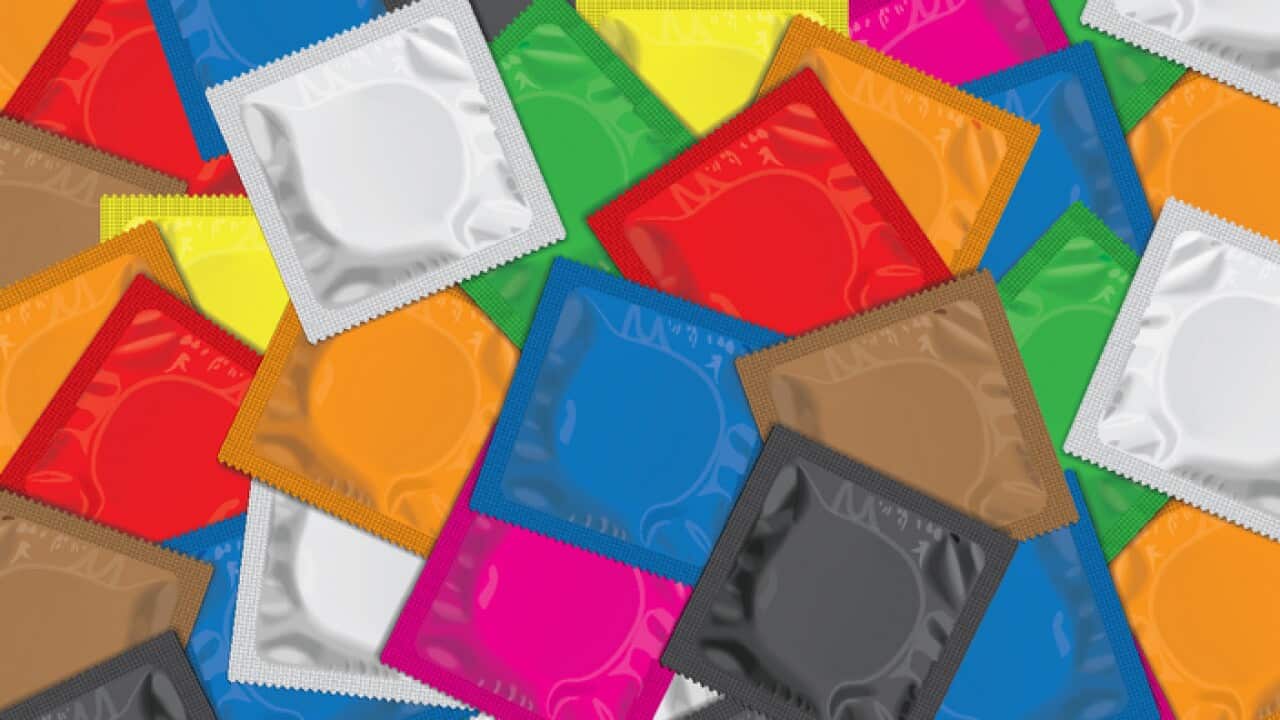 Packaging with a condom
