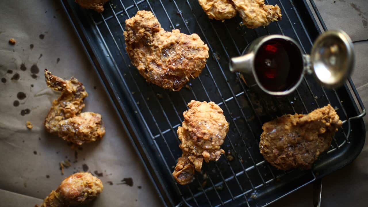 Maple-brined and smoked fried chicken 
