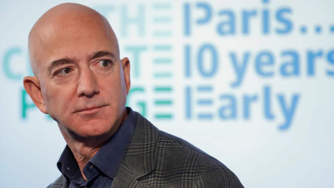 Amazon CEO Jeff Bezos speaks during his news conference at the National Press Club in Washington. On Monday, 4 February, 2020.