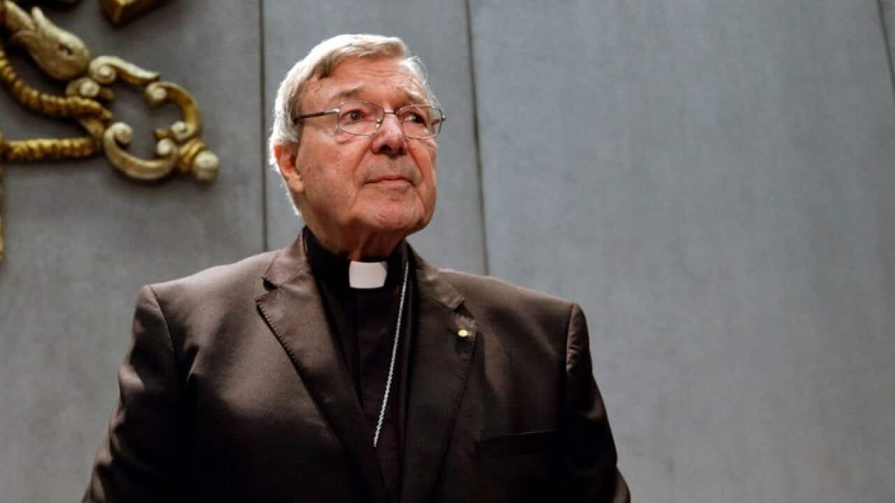 Cardinal George Pell prepares to make a statement, at the Vatican, 2017
