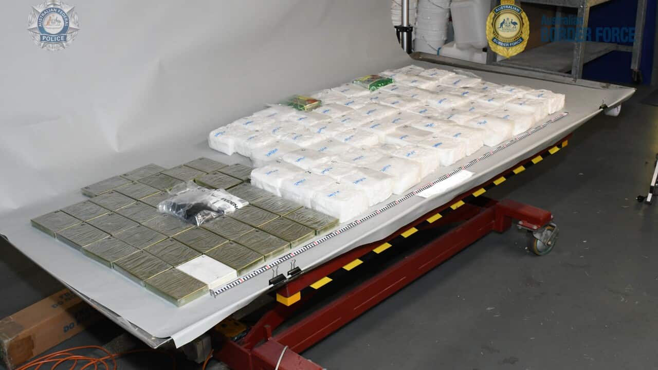 56 kilograms of methamphetamine and 13 kilograms of heroin were identified in a consignment of green tea and magnets from Thailand.