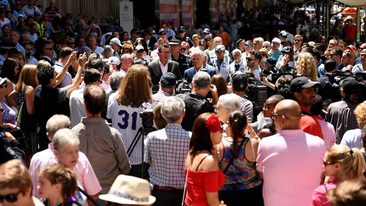 Prime Minister Malcolm Turnbull speaks during a press conference at Bourke Street Mall in Melbourne.