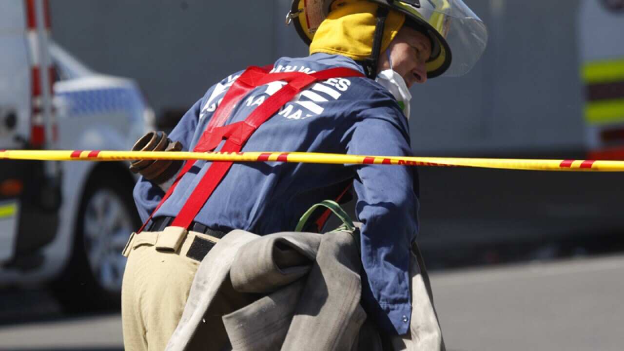 Firefighters at the scene of a fire