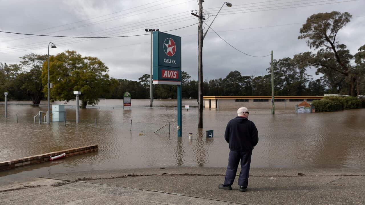 Heavy flooding is seen in the Nowra suburb of Bomaderry.