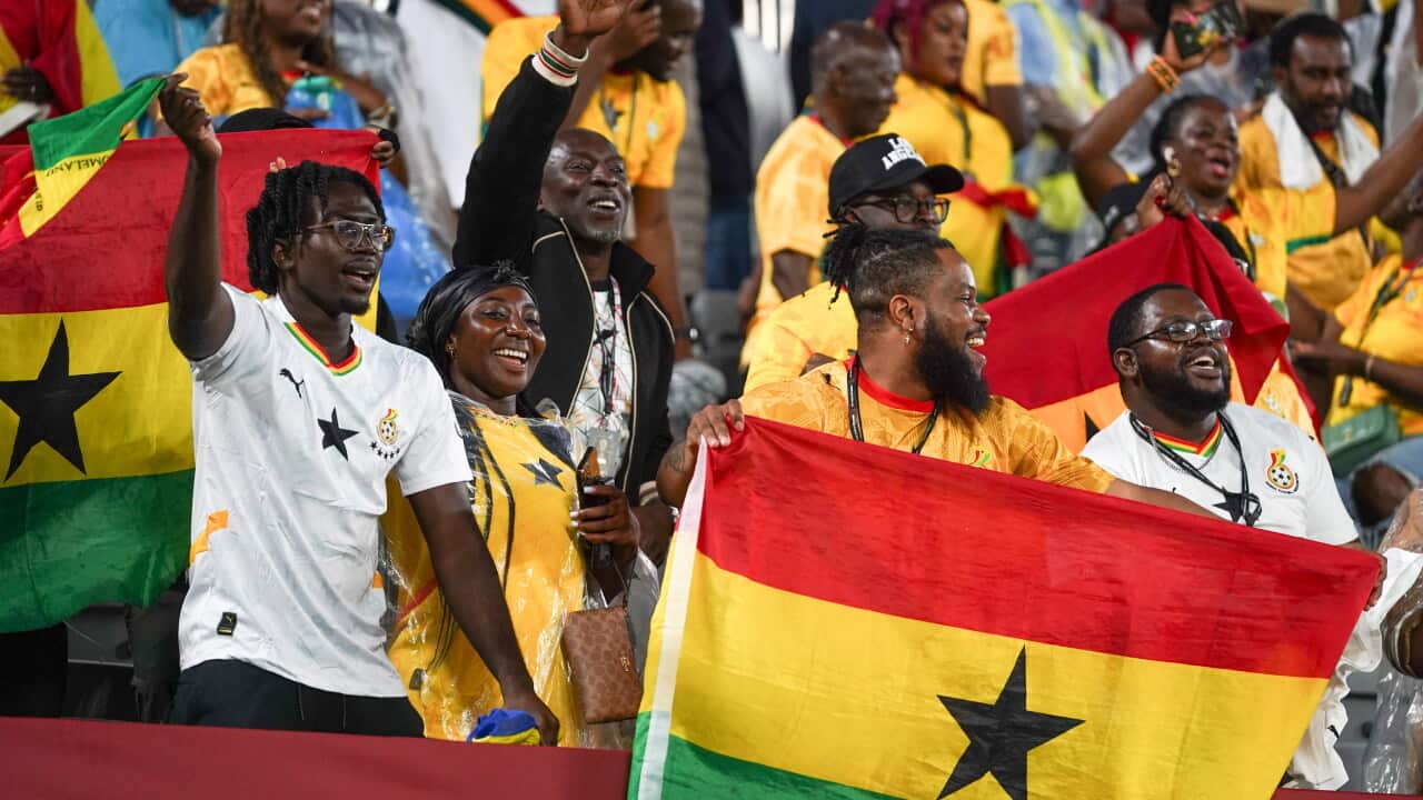 Fans at a world cup match are cheering.