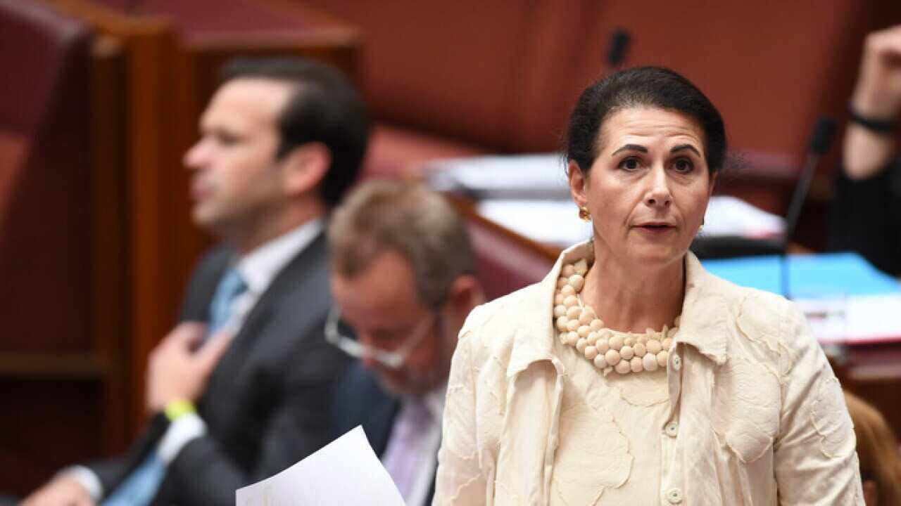 Australian International Development Minister Concetta Fierravanti-Wells speaks during Senate Question Time in the Senate chamber at Parliament House in Canberra, Tuesday, November 28, 2017. (AAP Image/Lukas Coch) NO ARCHIVING