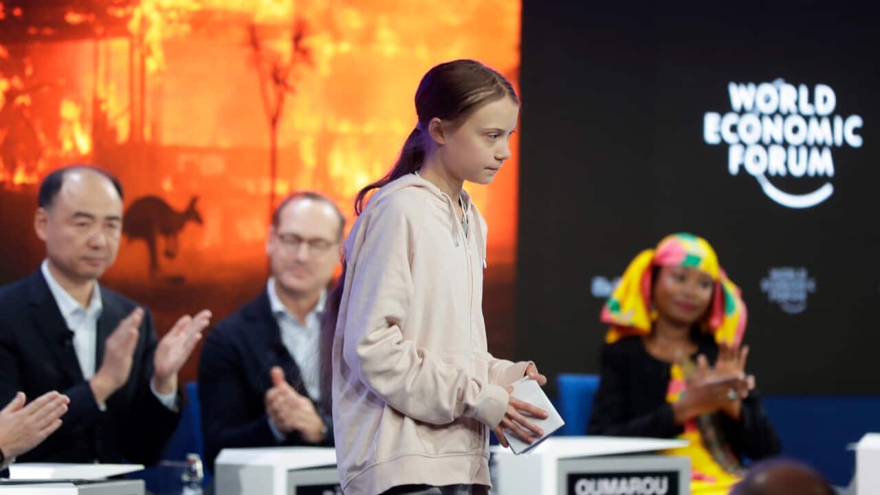 Greta Thunberg recieved a round of applause after she spoke at the World Economic Forum in Davos