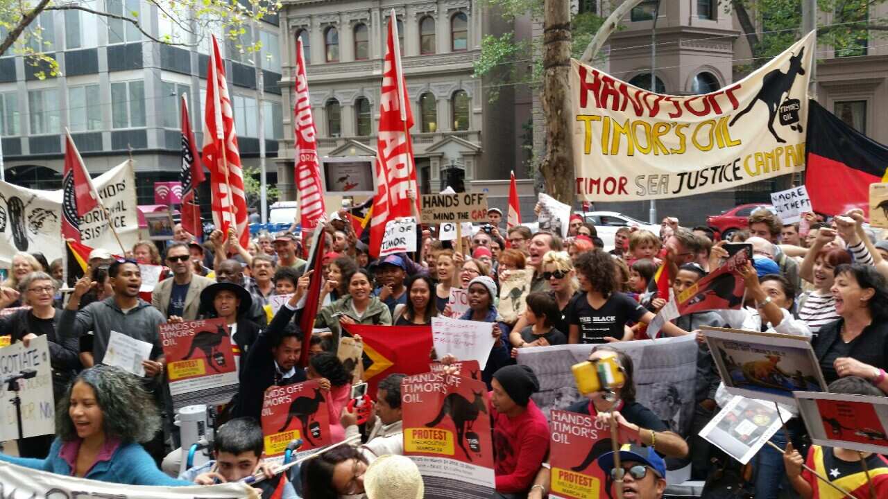 Protesters at the Melbourne rally (AAP)