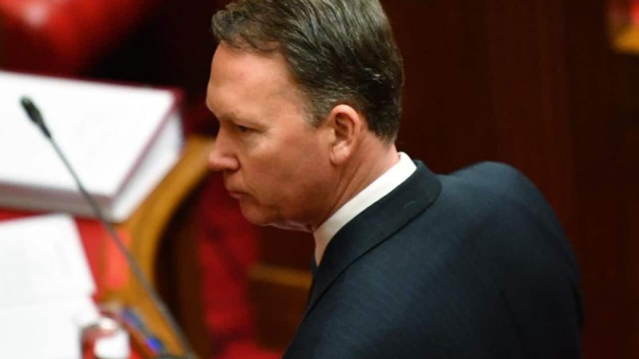 Dennis Hood is seen during question time