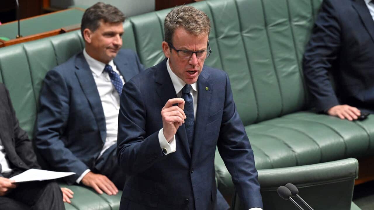 Shadow Minister for Immigration Dan Tehan speaks on the emergency Migration Amendment Bill in the House of Representatives at Parliament House in Canberra.