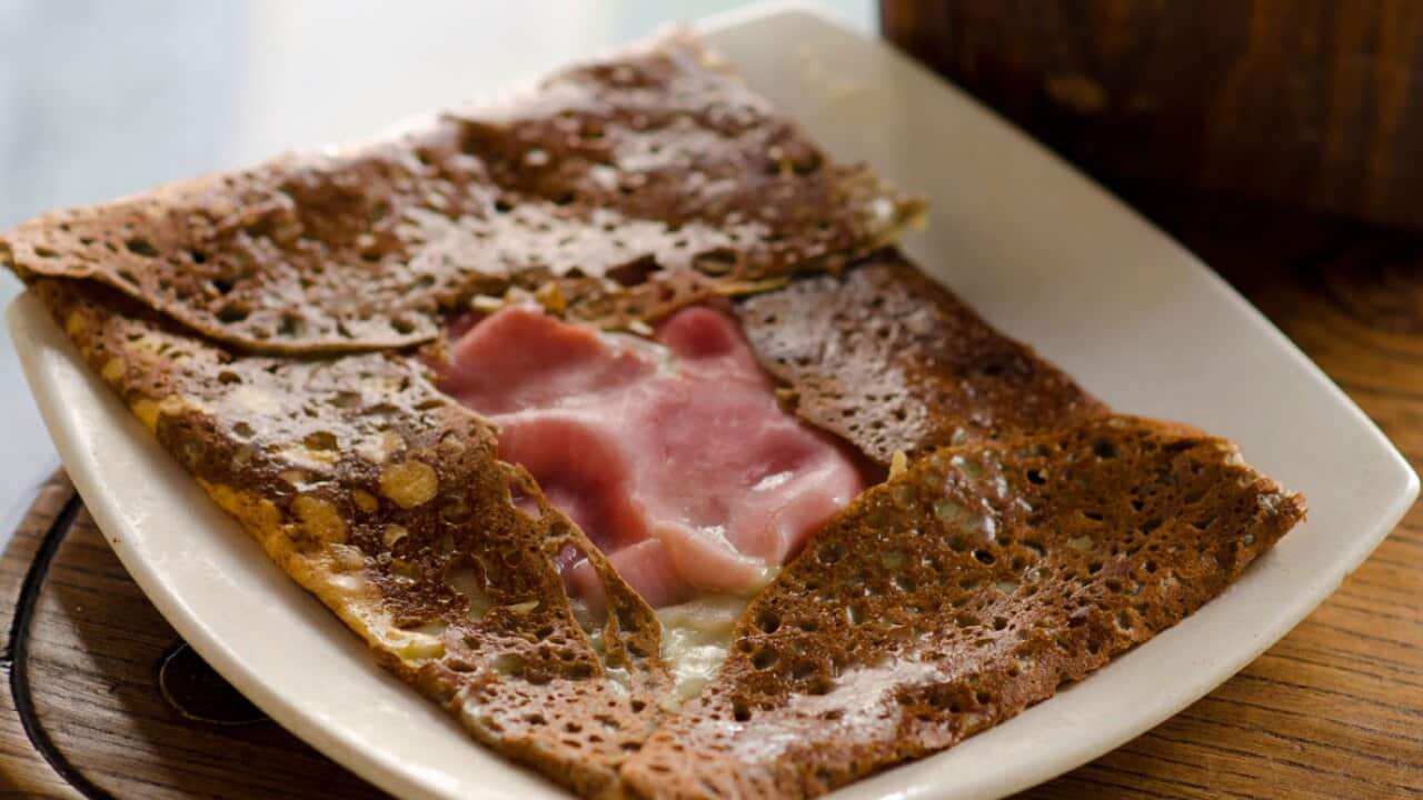 Galettes with ham and eggs
