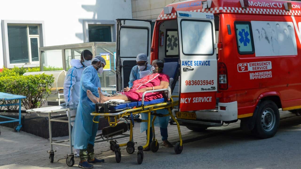 COVID-19 patient getting emergency care in India