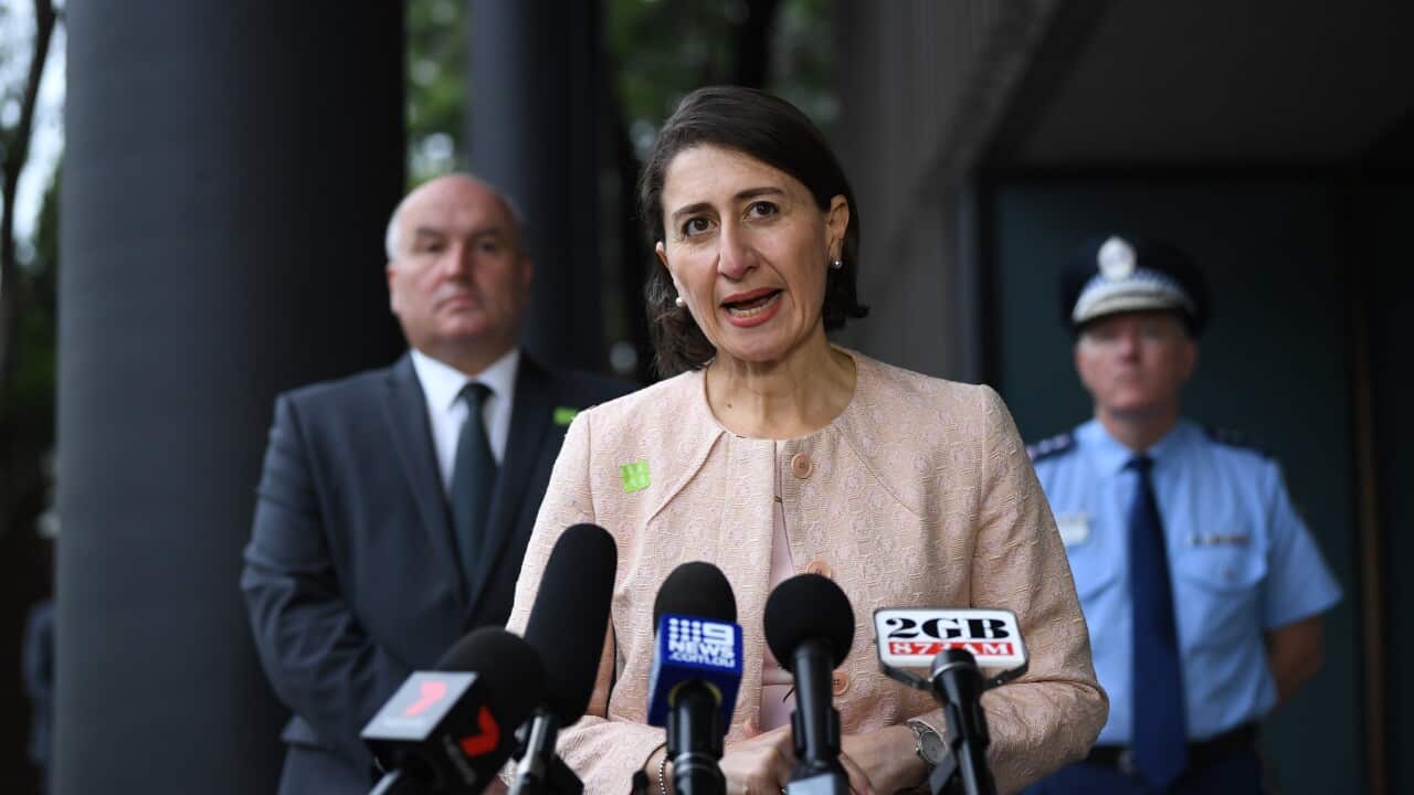 NSW Premier Gladys Berejiklian speaks to the media during a press conference