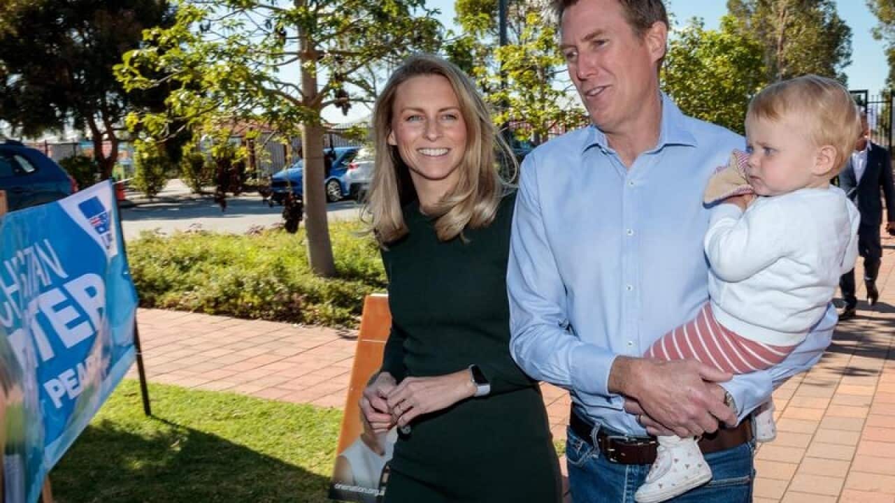 Christian Porter, with his daughter Florence and wife, Jen.