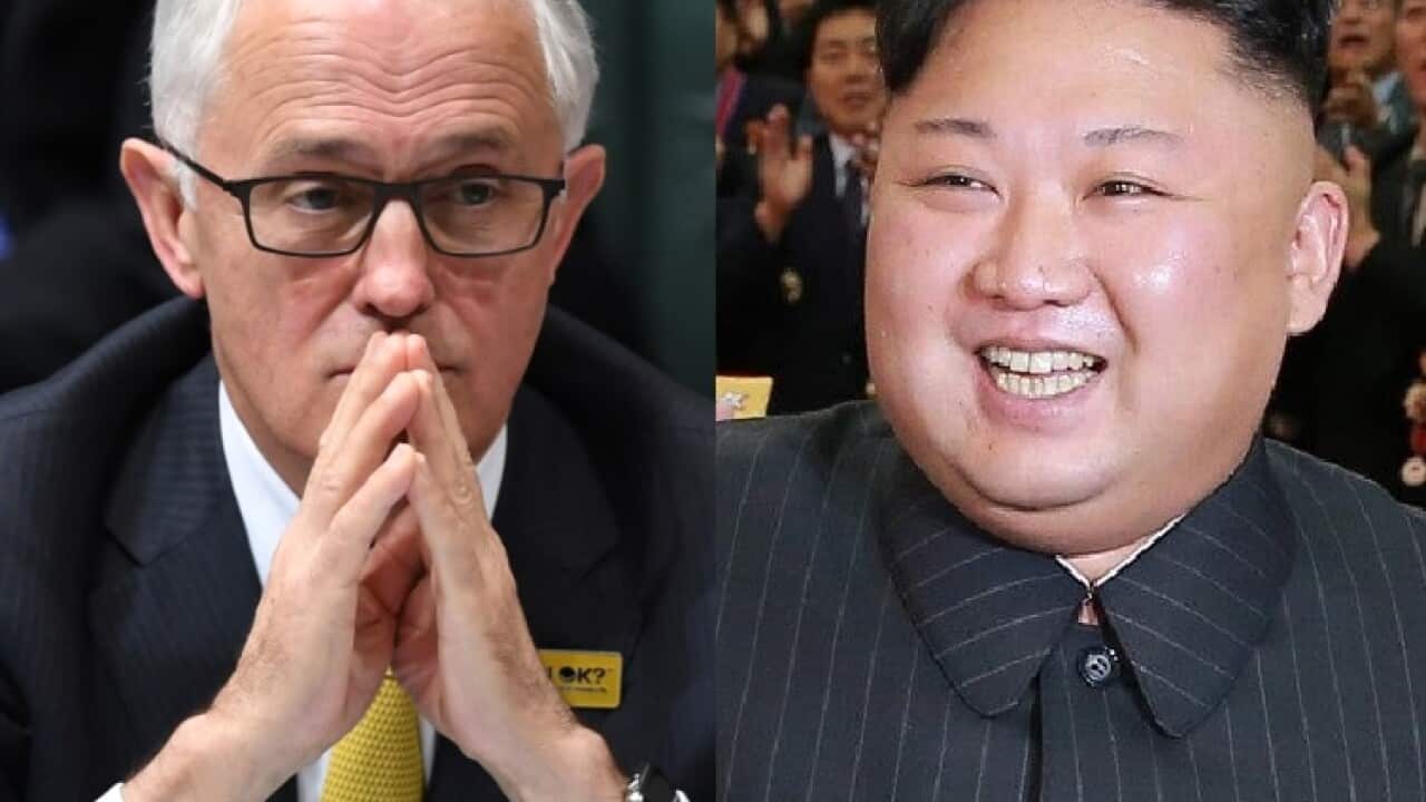Combination image of Malcolm Turnbull and King Jong-un