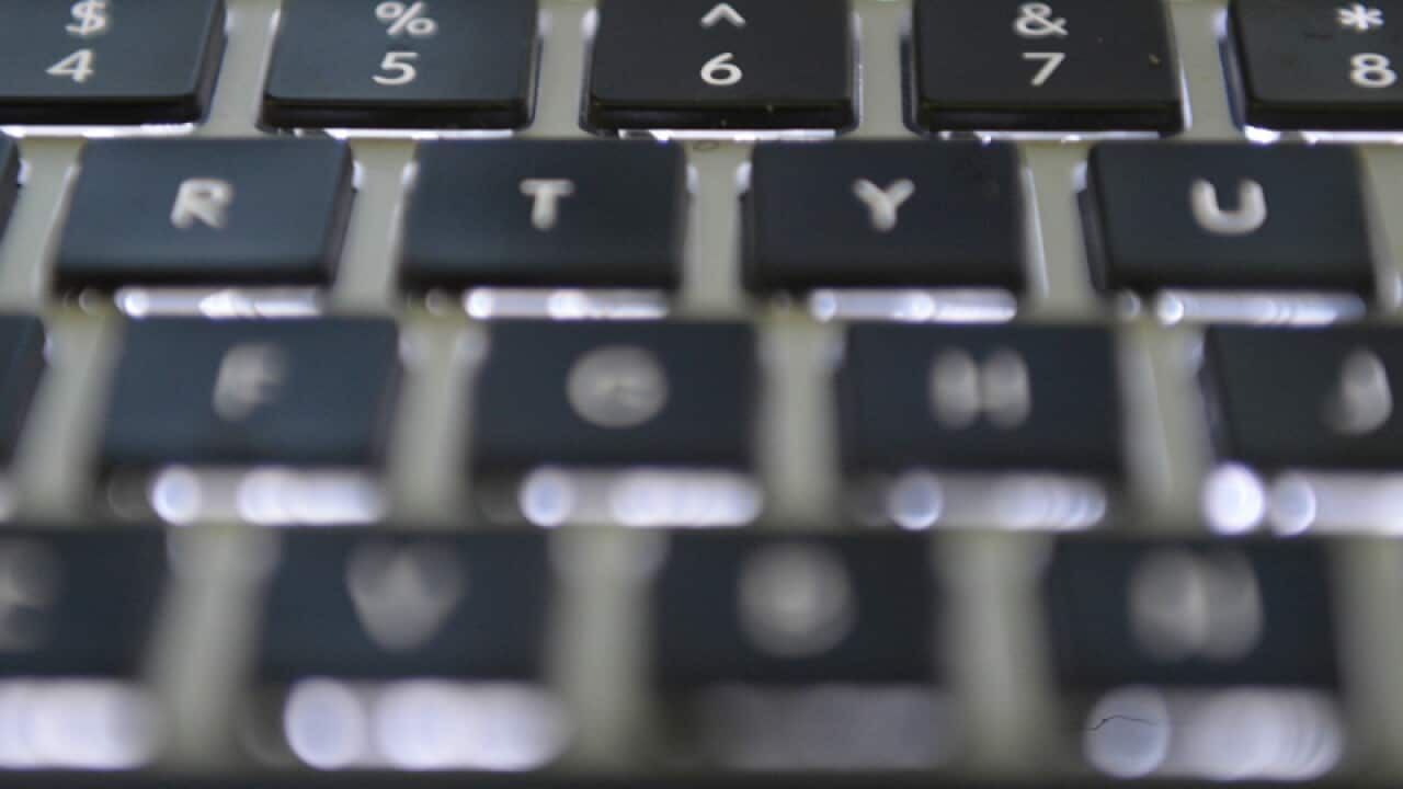 The keyboard of a computer