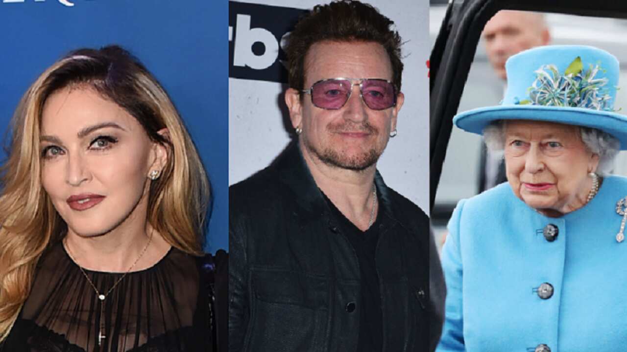 Madonna, Bono and the Queen