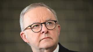 Australian Prime Minister Anthony Albanese speaks to the media during a tour of the Canberra Institute of Technology in Canberra