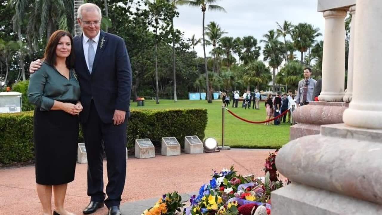 Scott Morrison and his wife Jenny are in Townsville for Anzac Day.