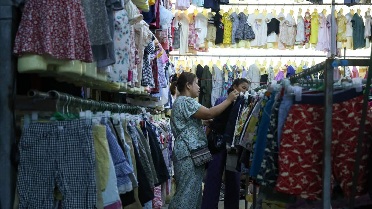 Yangon clothing market