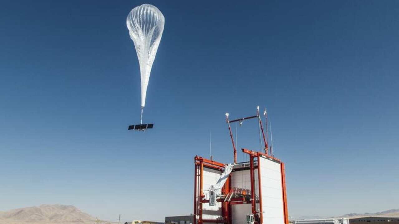 A balloon launches from Loon's launch site.