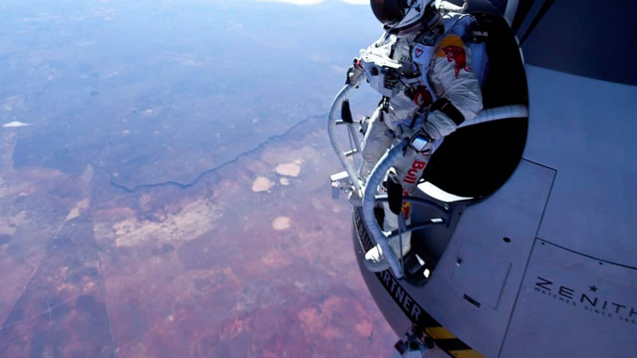 jumping with a parachute