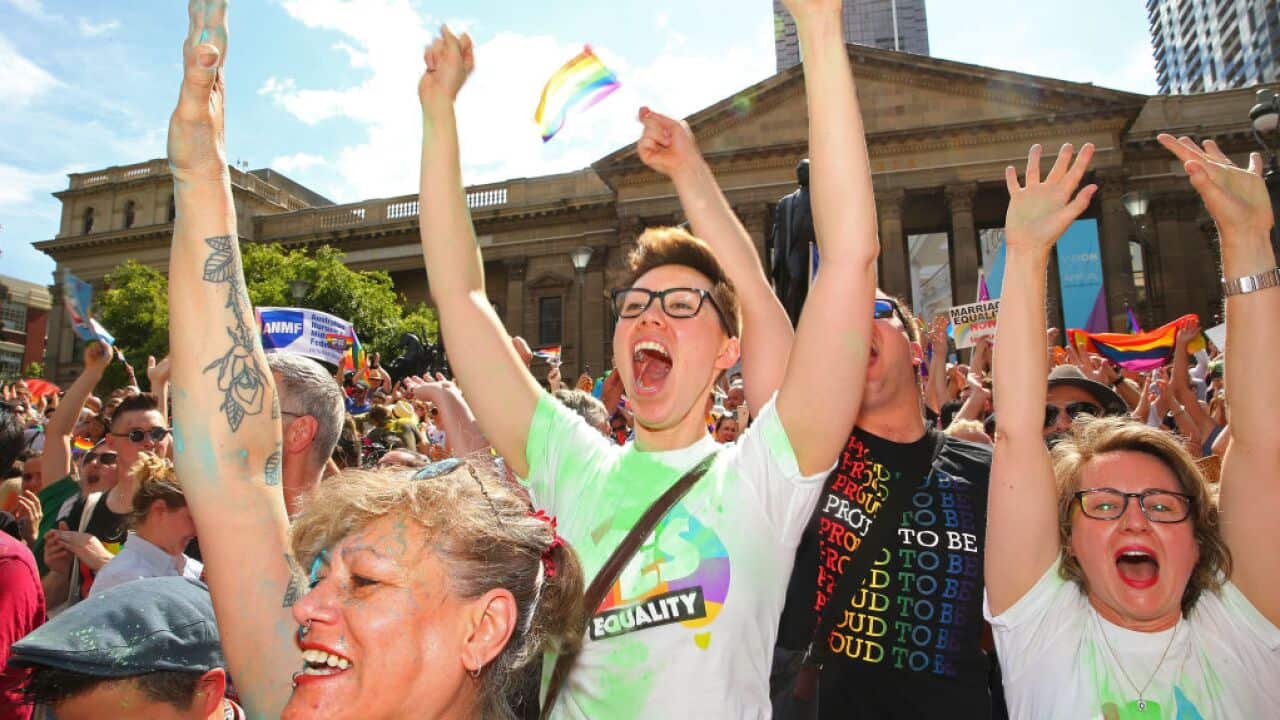 Australians Gather To Hear Result Of Marriage Equality Survey.