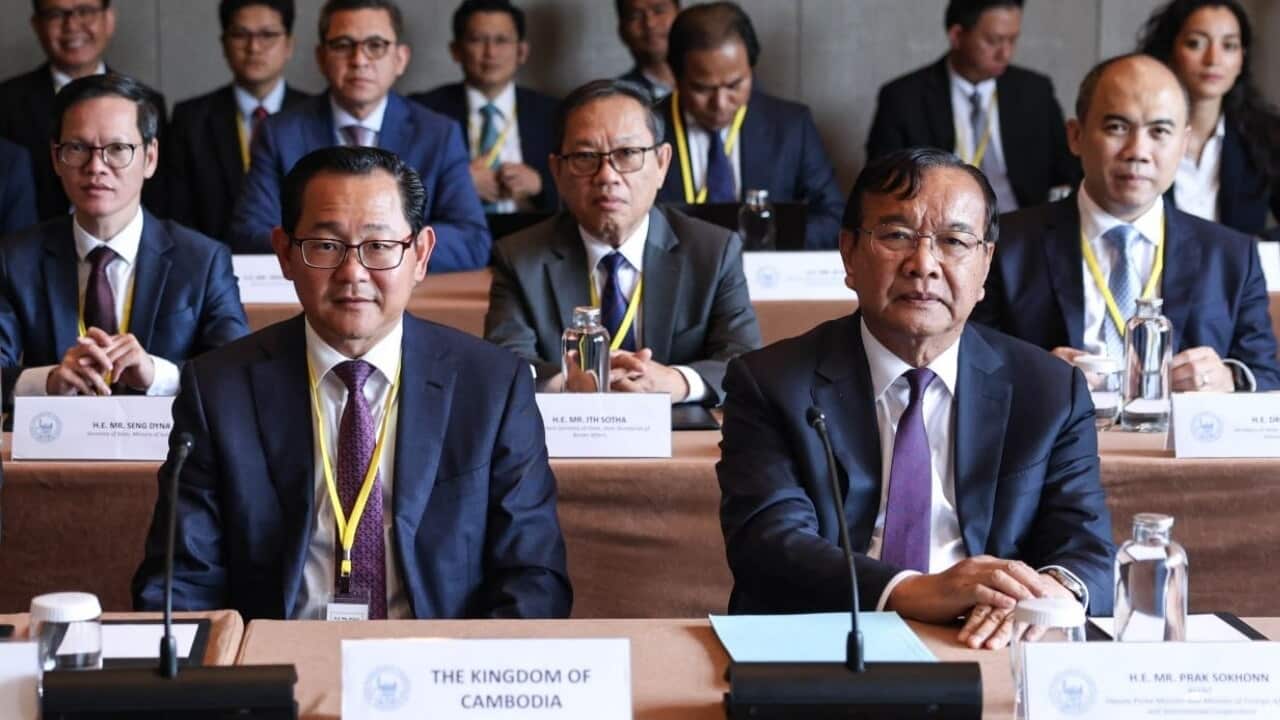 Cambodia Foreign Minister Prak Sokhonn attends the first meeting of a conciliation commission between Thailand and Cambodia under the U.N. Convention on the Law of the Sea, in Singapore Tuesday, Sept.jpg