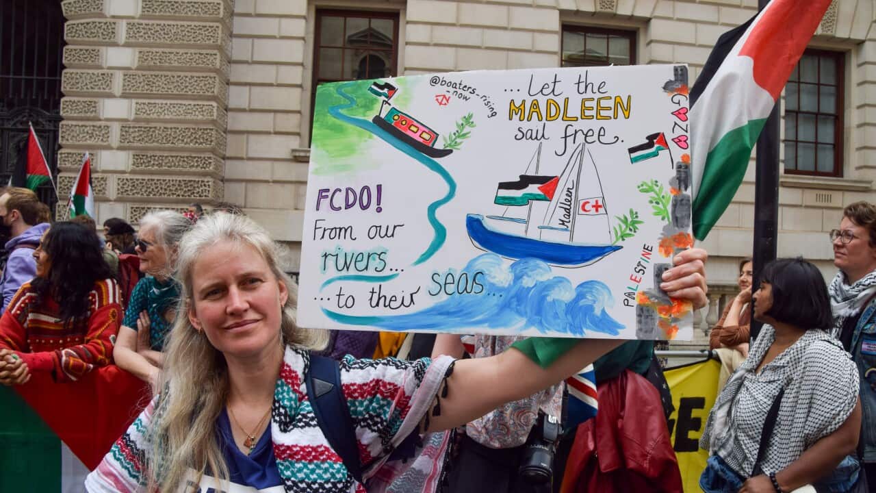 Protest in support of Greta Thunberg aid ship and Palestine in London, UK - 09 Jun 2025