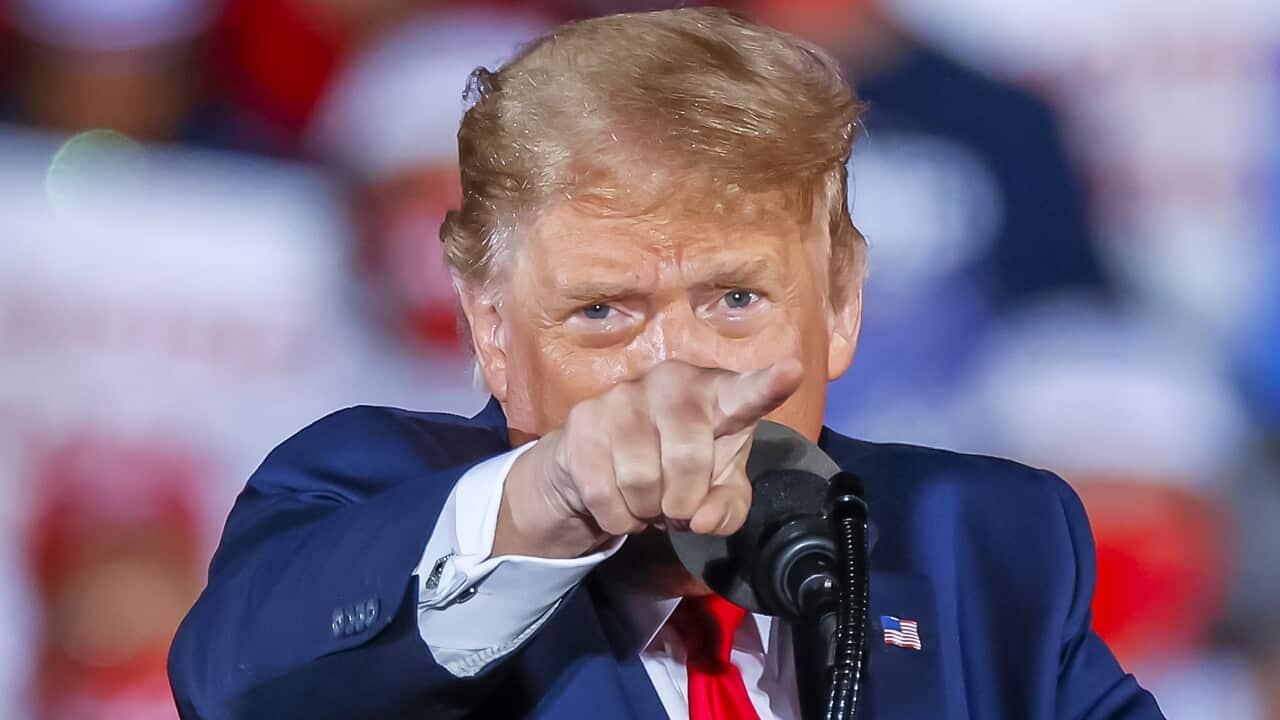 US President Donald Trump at a campaign rally in Georgia.