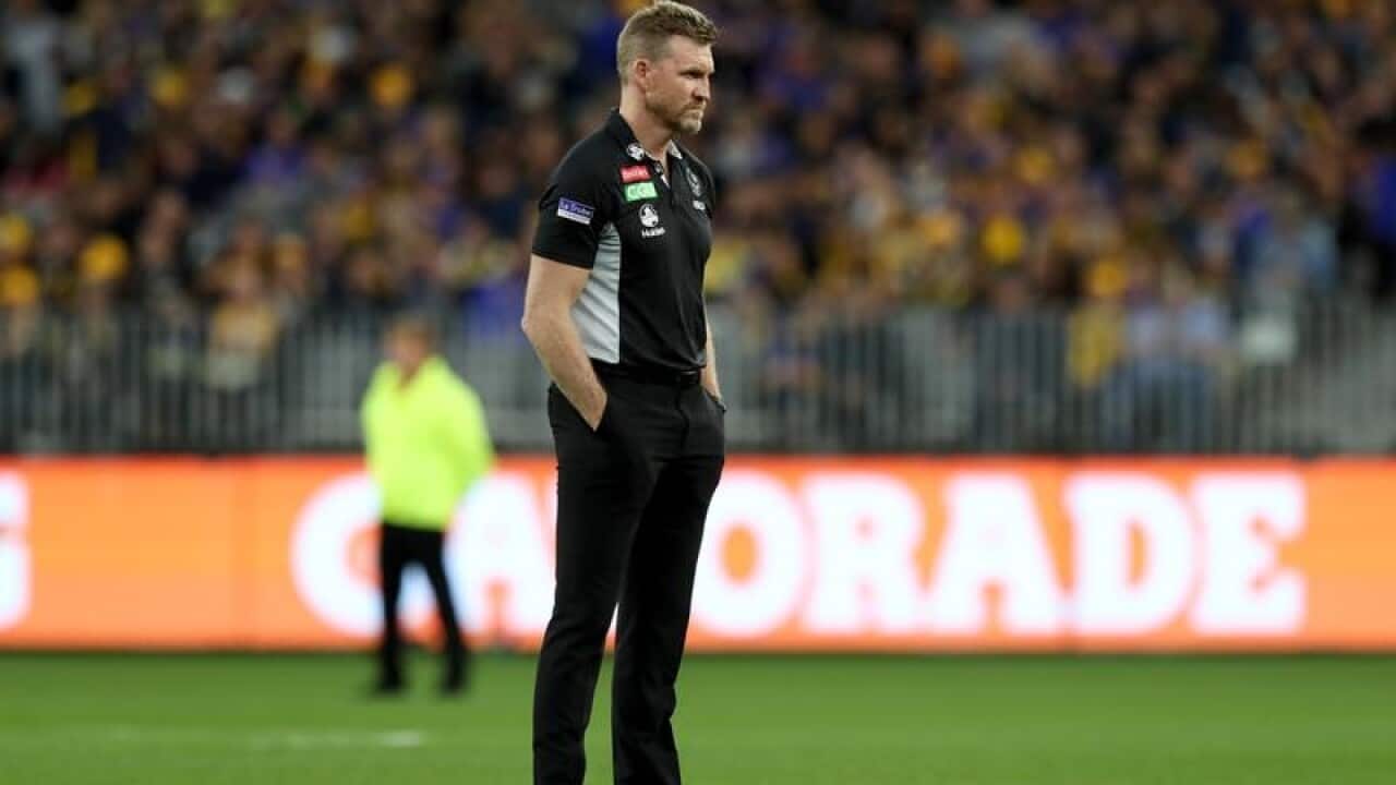 Magpies coach Nathan Buckley.
