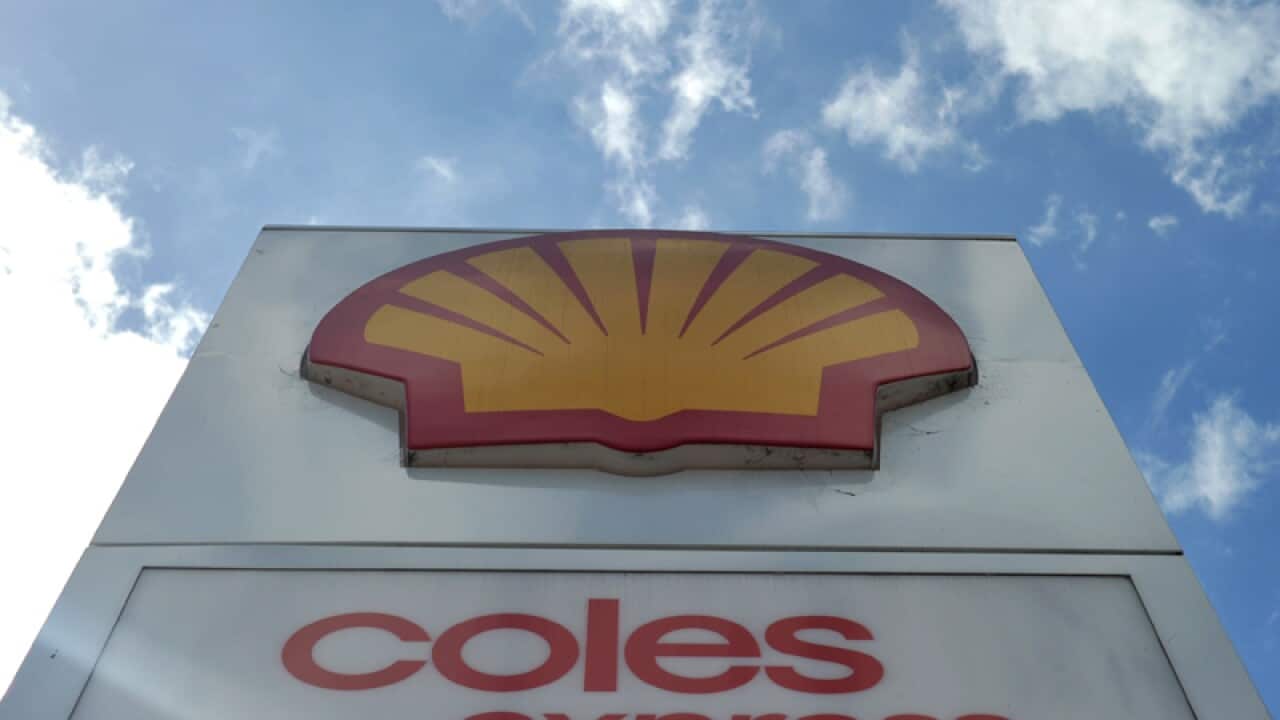A Shell logo at a petrol station